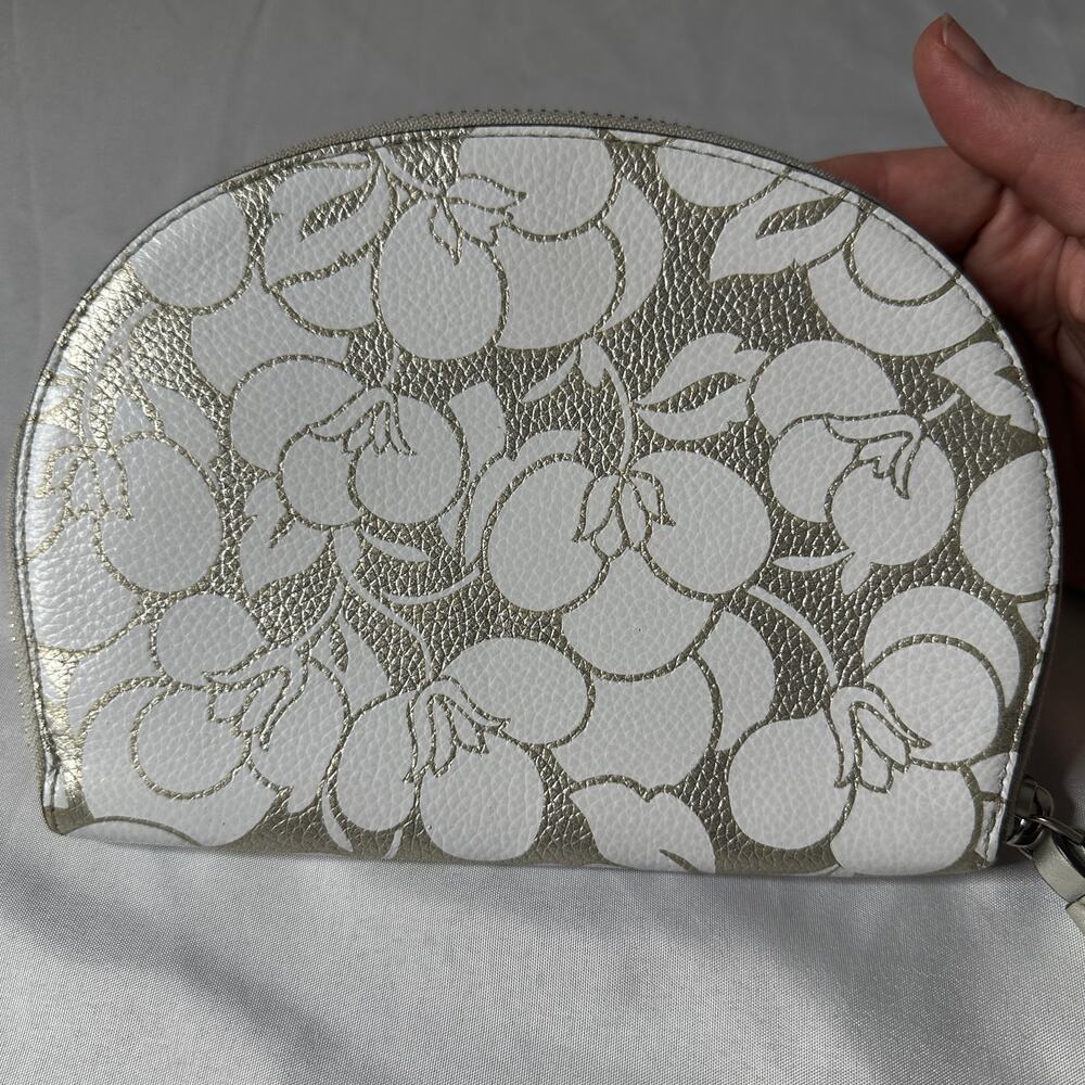 Kate Spade Breezy Floral Half Moon Wristlet Cream Gold Pebbled Leather - Picture 4 of 14